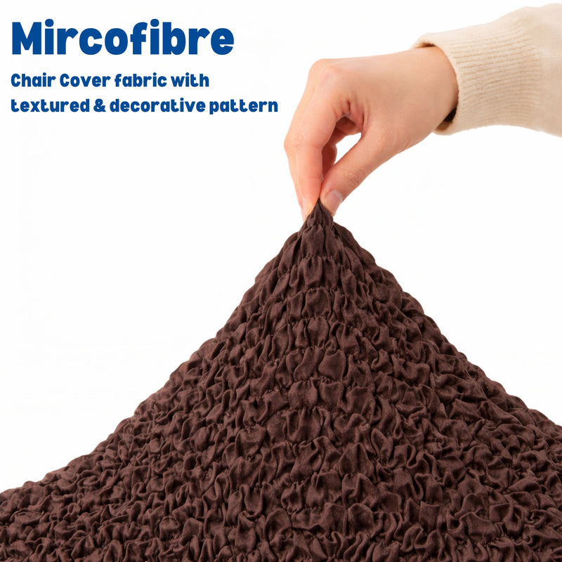 Premium 3+3 Seater Sofa Cover Set - Microfiber Stretchable Italian Textured Slipcovers (Brown)