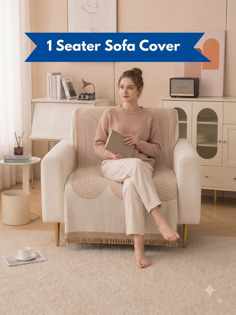 Luxury Aesthetic Boho Arch 1-Seater Sofa Runner Throw | Dust & Stain-Proof Single Armchair Protector