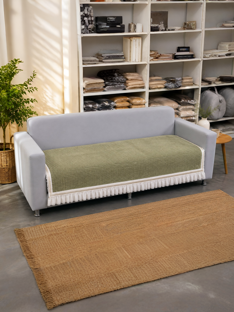 Olivia Textured Designer Sofa Cover D-004 (Green, 1-Seater)