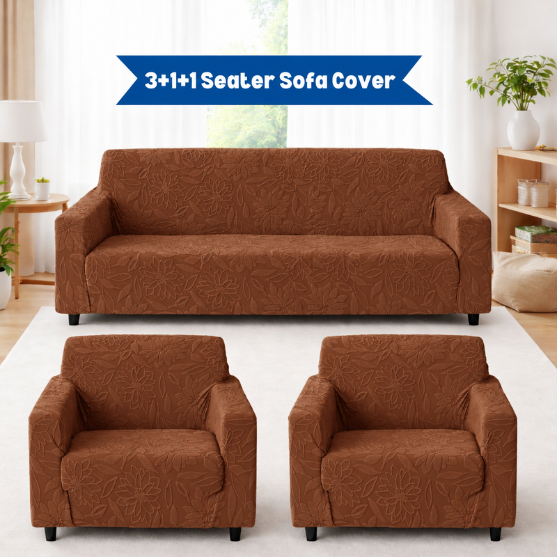 Dark Brown 3+1+1 sofa cover set original main photo
