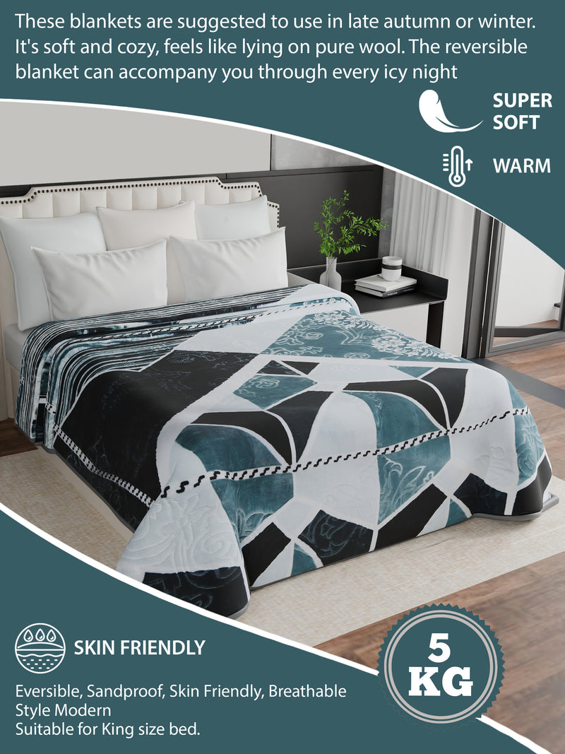 Luxury Modern Printed King Blanket 5 kg (Multi-Color)