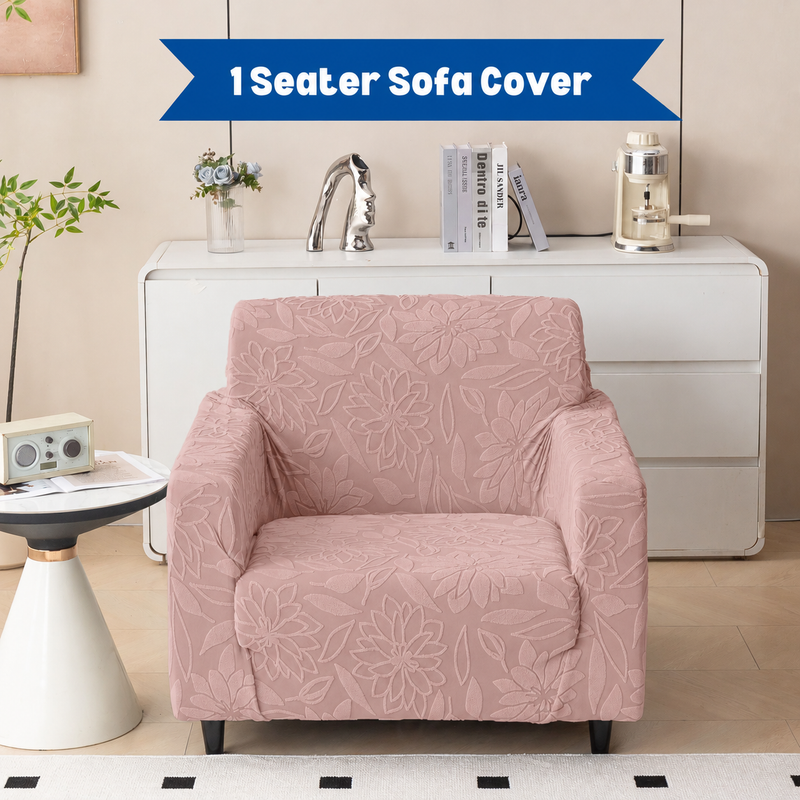 Pink 1 seater floral sofa cover main photo