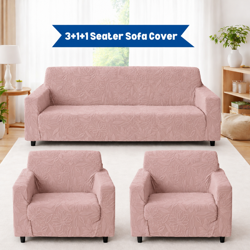 Pink 3+1+1 sofa cover set original studio photo