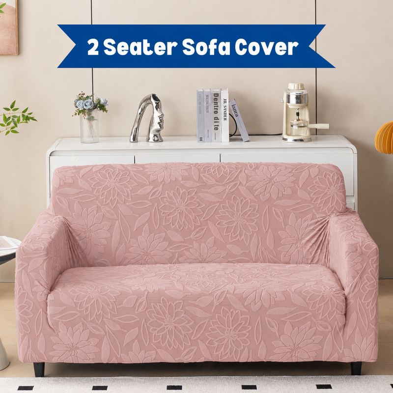 Pink 2 seater floral sofa cover main photo