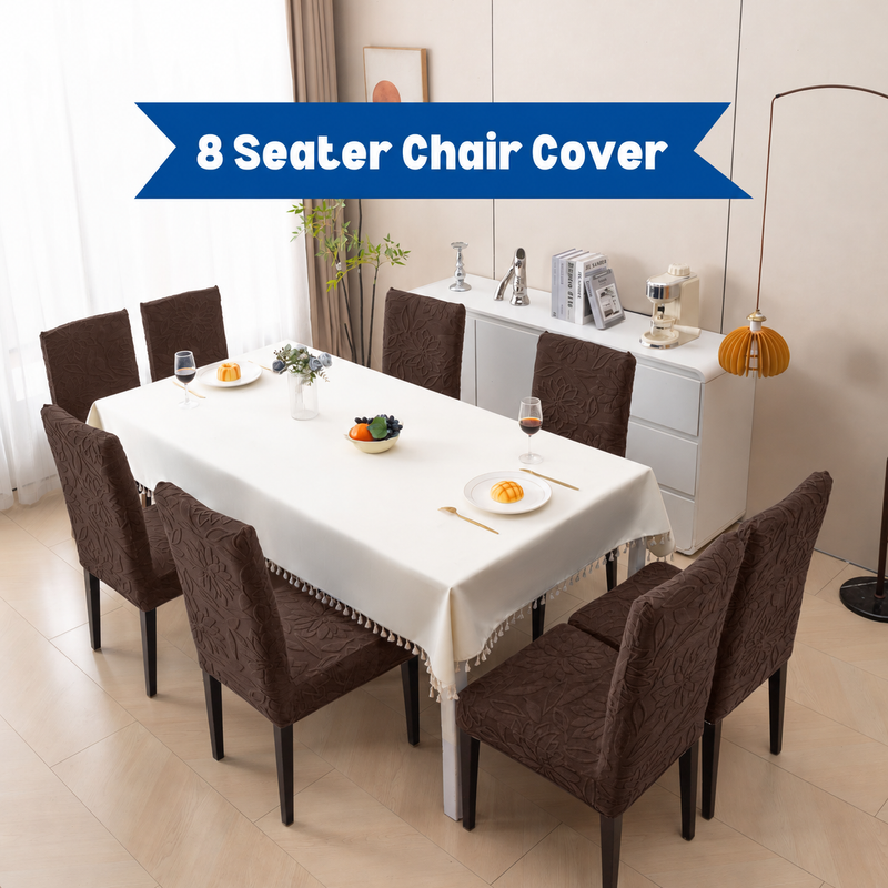 Original Coffee floral jacquard eight-chair dining set photo