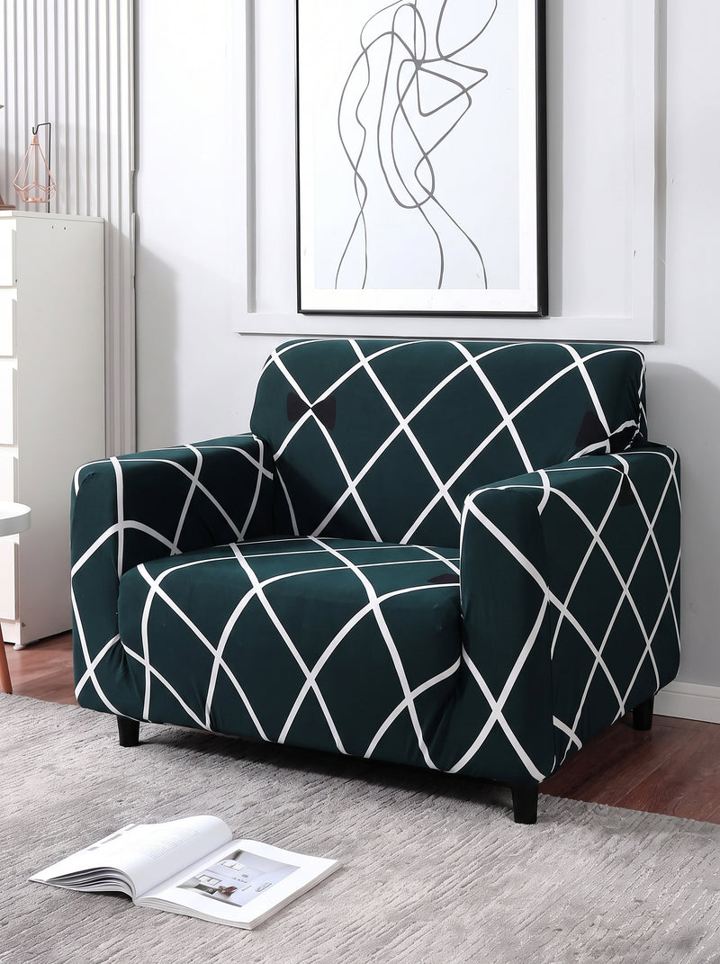 Blue Diamond Stretchable Sofa Cover Set – 3+1+1 Seater Elastic Slipcover, Anti-Slip Polyester Protector