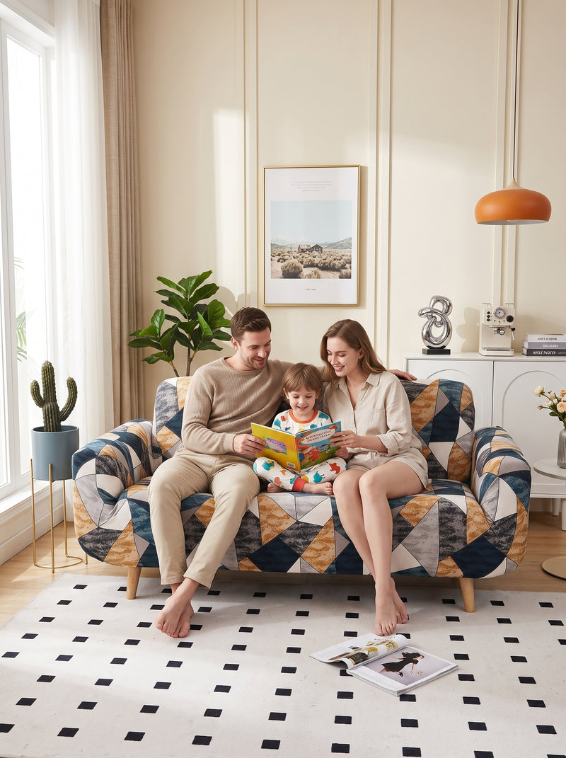 Multi Prism Stretchable Sofa Cover – 3 Seater Elastic Slipcover, Anti-Slip Polyester Protector