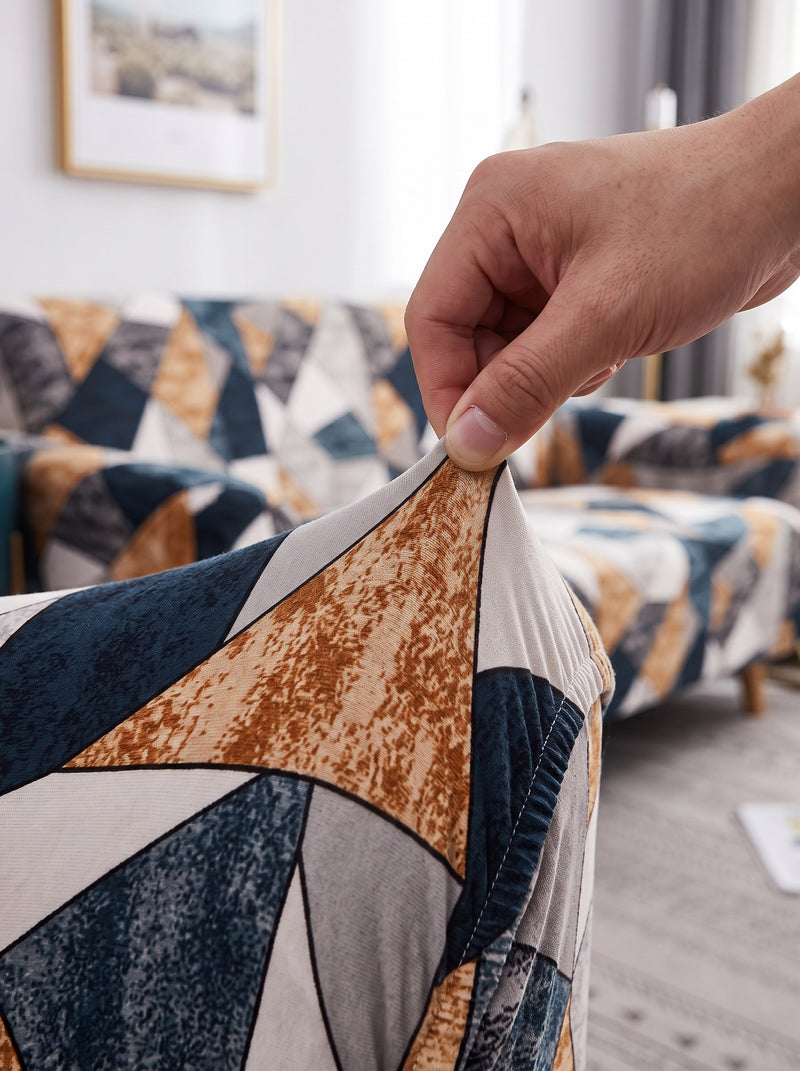 Multi Prism Stretchable Sofa Cover – 3 Seater Elastic Slipcover, Anti-Slip Polyester Protector