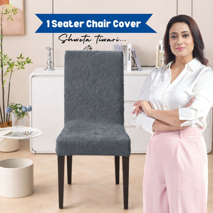 Knitted Jacquard Chair Cover | Stretchable Dining Chair Slipcover – Soft, Washable & Decorative