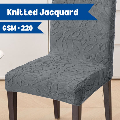 Knitted Jacquard Chair Cover | Stretchable Dining Chair Slipcover – Soft, Washable & Decorative