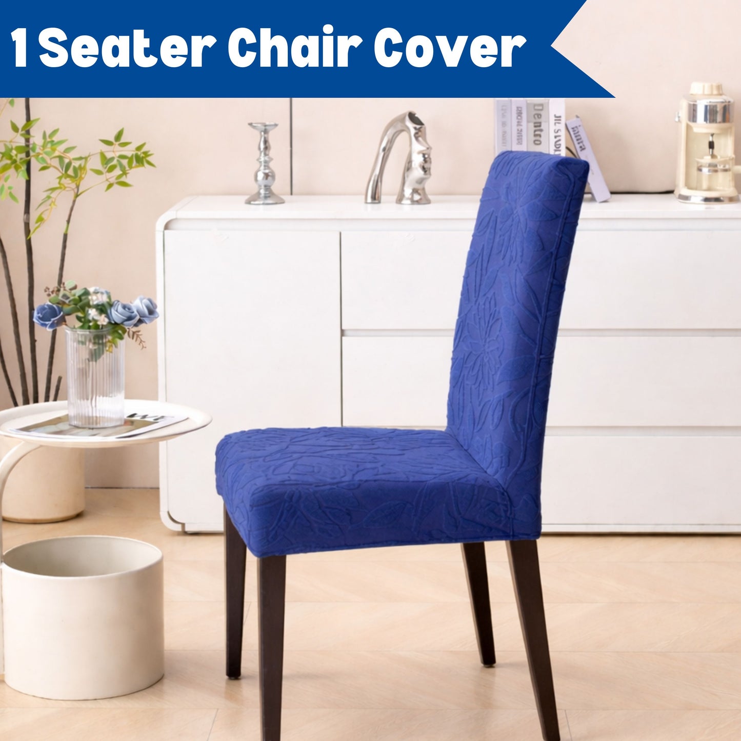Knitted Jacquard Chair Cover | Stretchable Dining Chair Slipcover – Soft, Washable & Decorative