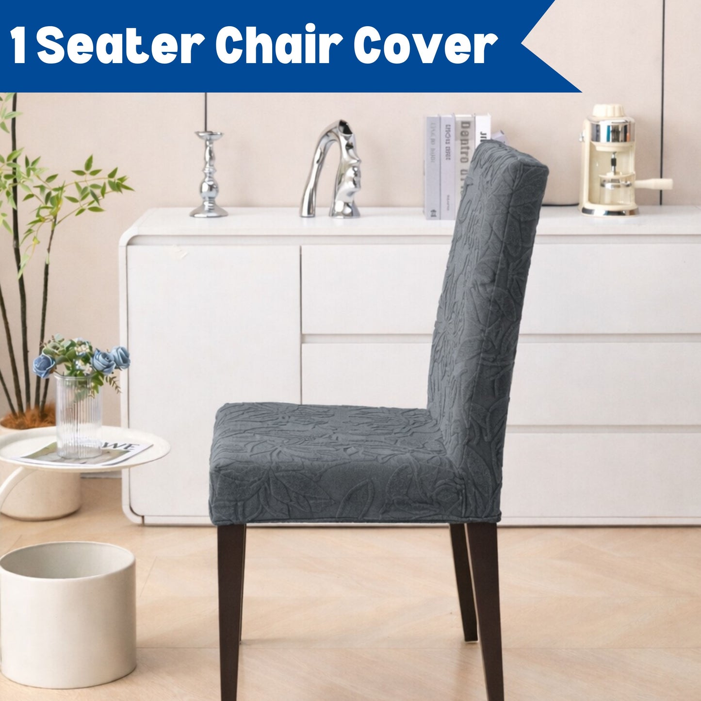 Knitted Jacquard Chair Cover | Stretchable Dining Chair Slipcover – Soft, Washable & Decorative