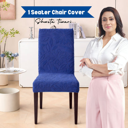 Knitted Jacquard Chair Cover | Stretchable Dining Chair Slipcover – Soft, Washable & Decorative