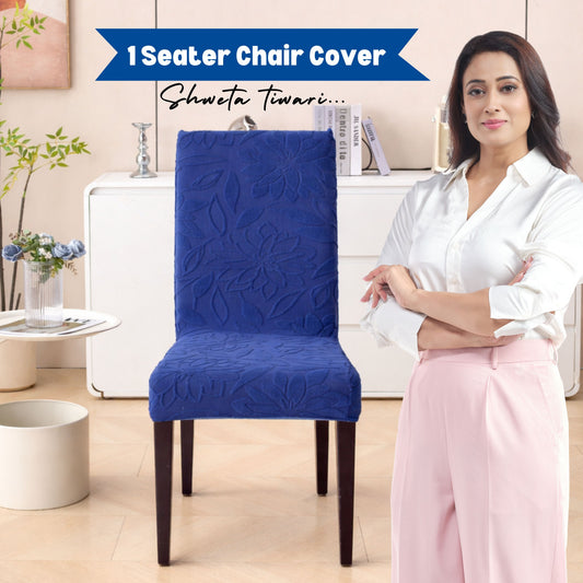 Knitted Jacquard Chair Cover | Stretchable Dining Chair Slipcover – Soft, Washable & Decorative