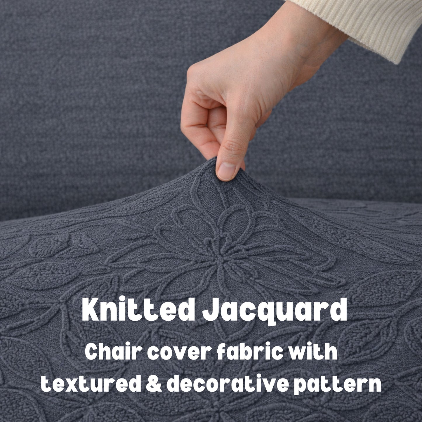 Knitted Jacquard Chair Cover | Stretchable Dining Chair Slipcover – Soft, Washable & Decorative