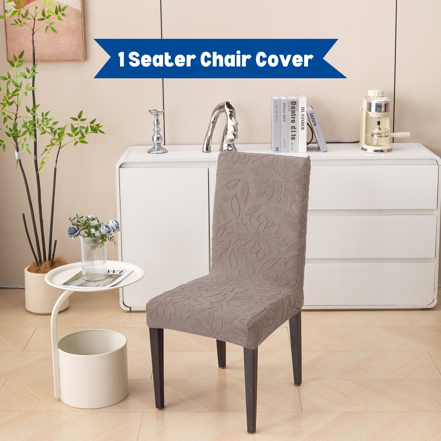 Knitted Jacquard Chair Cover | Stretchable Dining Chair Slipcover – Soft, Washable & Decorative