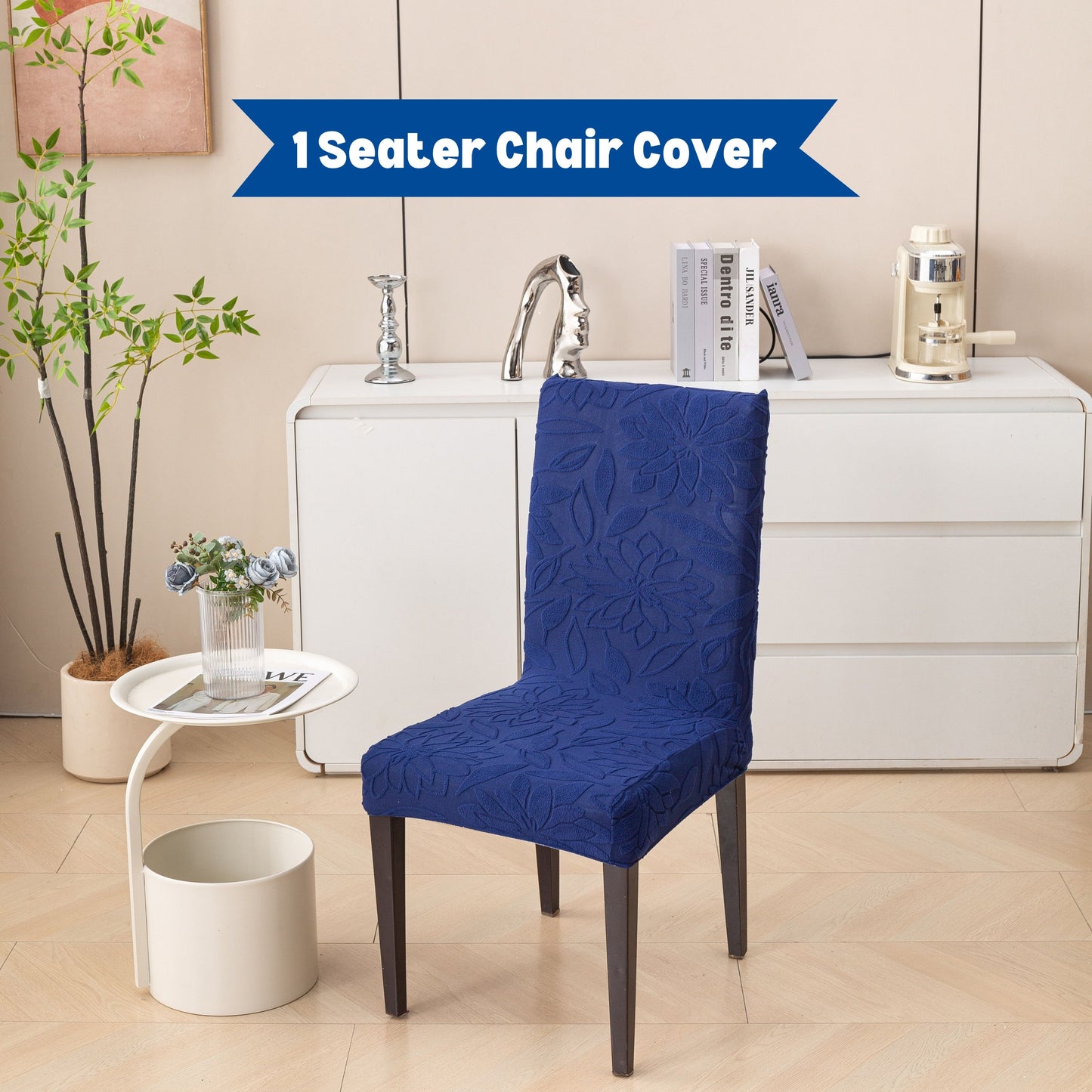 Knitted Jacquard Chair Cover | Stretchable Dining Chair Slipcover – Soft, Washable & Decorative