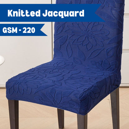Knitted Jacquard Chair Cover | Stretchable Dining Chair Slipcover – Soft, Washable & Decorative
