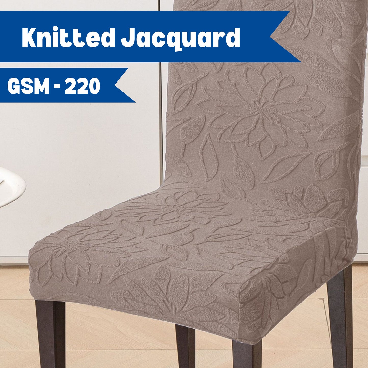 Knitted Jacquard Chair Cover | Stretchable Dining Chair Slipcover – Soft, Washable & Decorative