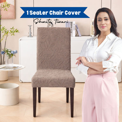 Knitted Jacquard Chair Cover | Stretchable Dining Chair Slipcover – Soft, Washable & Decorative