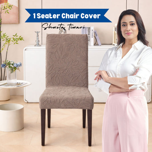 Knitted Jacquard Chair Cover | Stretchable Dining Chair Slipcover – Soft, Washable & Decorative