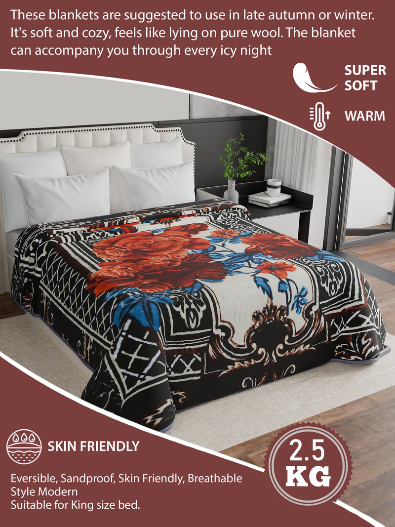 Luxury Modern Printed King Blanket 2.5 kg (Premium Black)