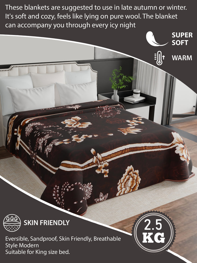 Luxury Modern Printed King Blanket 2.5 kg (Brown)