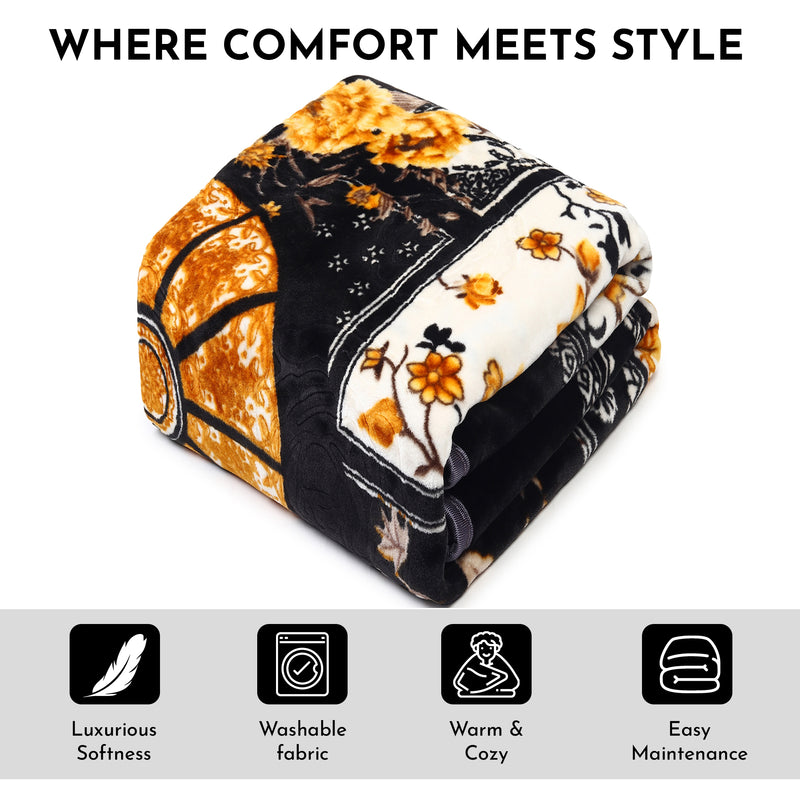 Luxury Modern Printed King Blanket 2.5 kg (Premium Black)