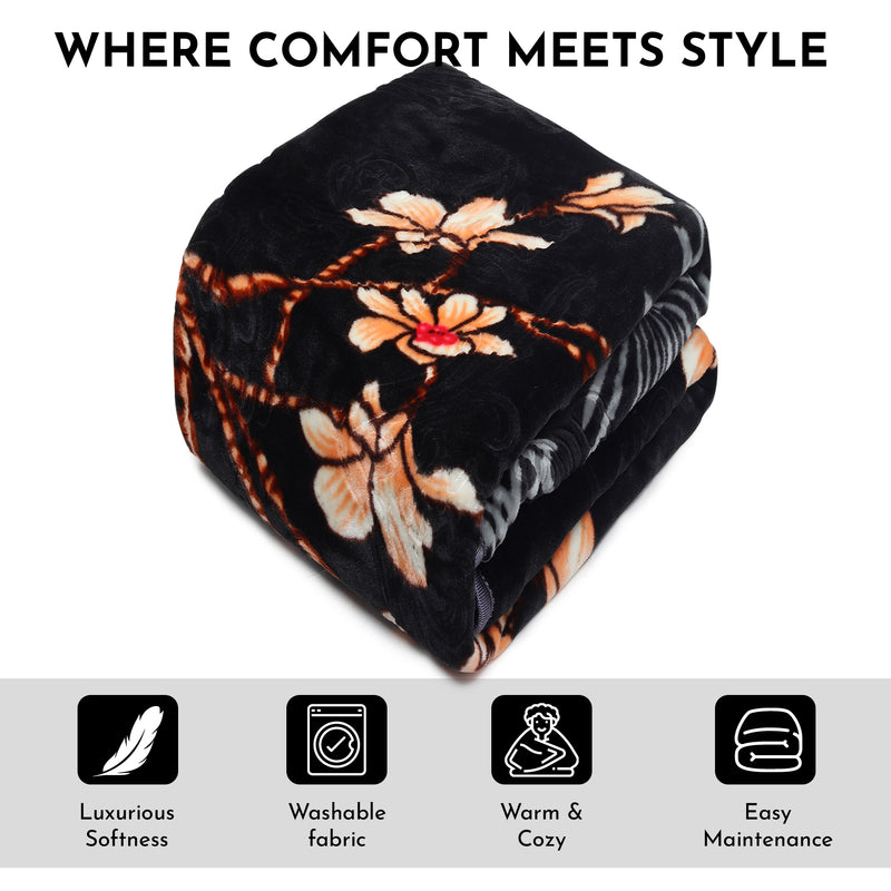 Luxury Modern Printed King Blanket 2.5 kg (Premium Black)