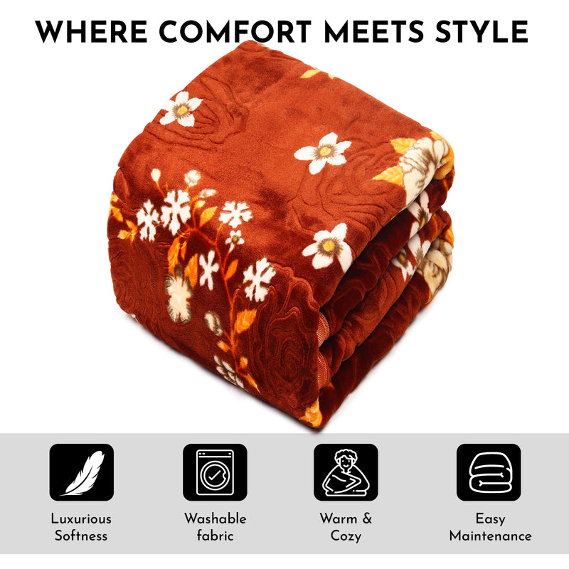 Luxury Modern Printed King Blanket 2.5 kg (Brown)