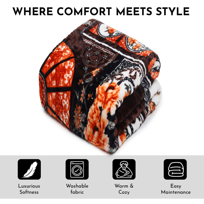 Luxury Modern Printed King Blanket 2.5 kg (Brown)