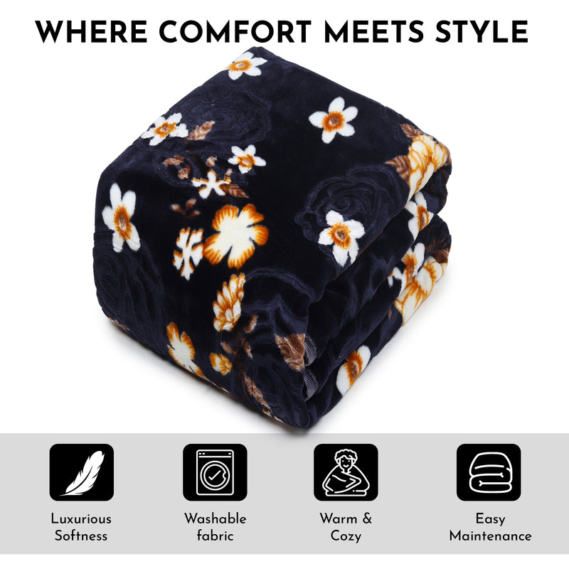 Luxury Modern Printed King Blanket 2.5 kg (Blue)