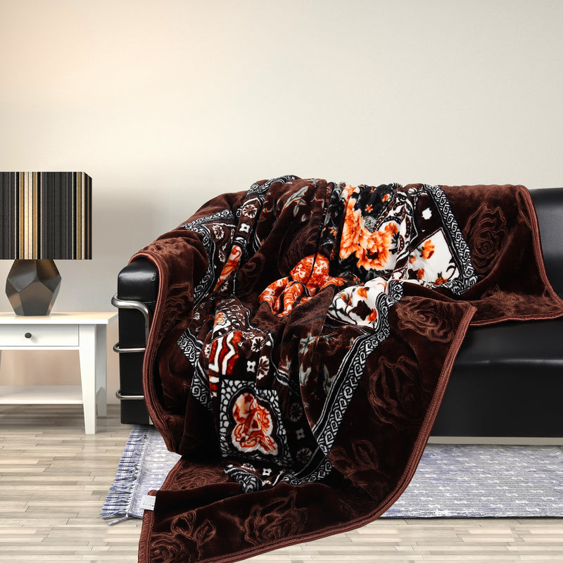 Luxury Modern Printed King Blanket 2.5 kg (Brown)