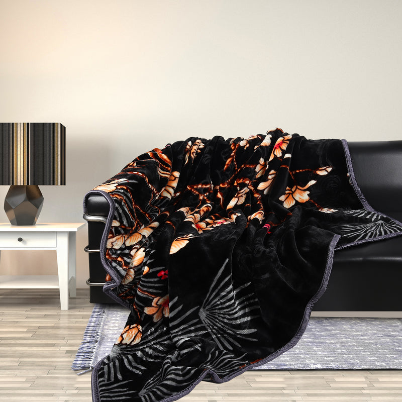 Luxury Modern Printed King Blanket 2.5 kg (Premium Black)