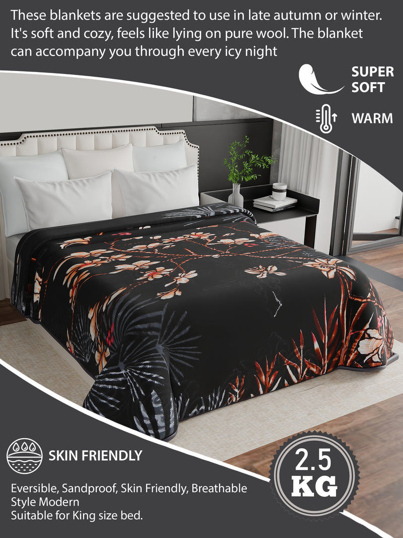 Luxury Modern Printed King Blanket 2.5 kg (Premium Black)