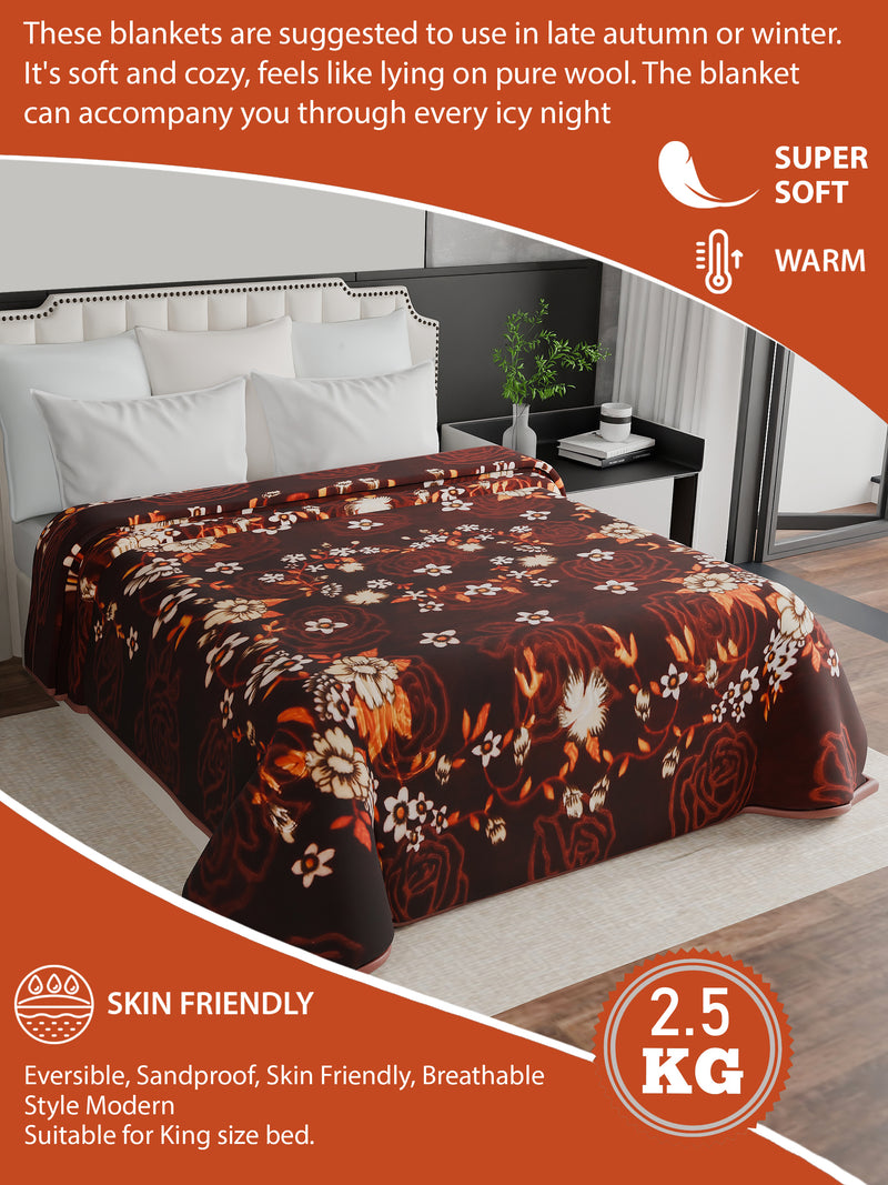 Luxury Modern Printed King Blanket 2.5 kg (Brown)