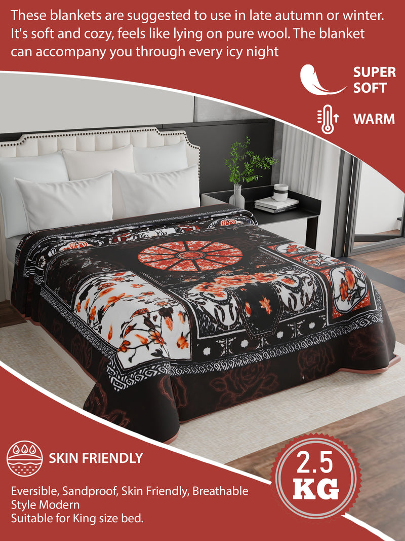 Luxury Modern Printed King Blanket 2.5 kg (Brown)