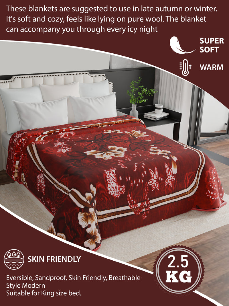 Luxury Modern Printed King Blanket 2.5 kg (Red)