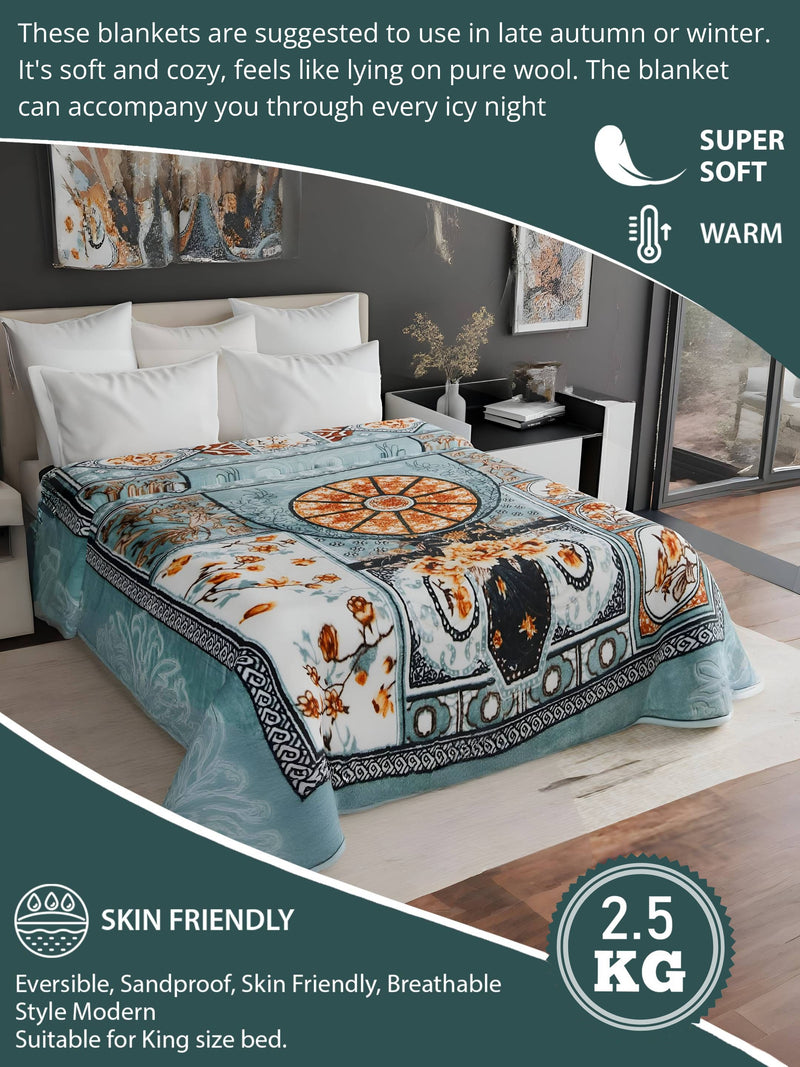 Luxury Modern Printed King Blanket 2.5 kg (Pista Green)