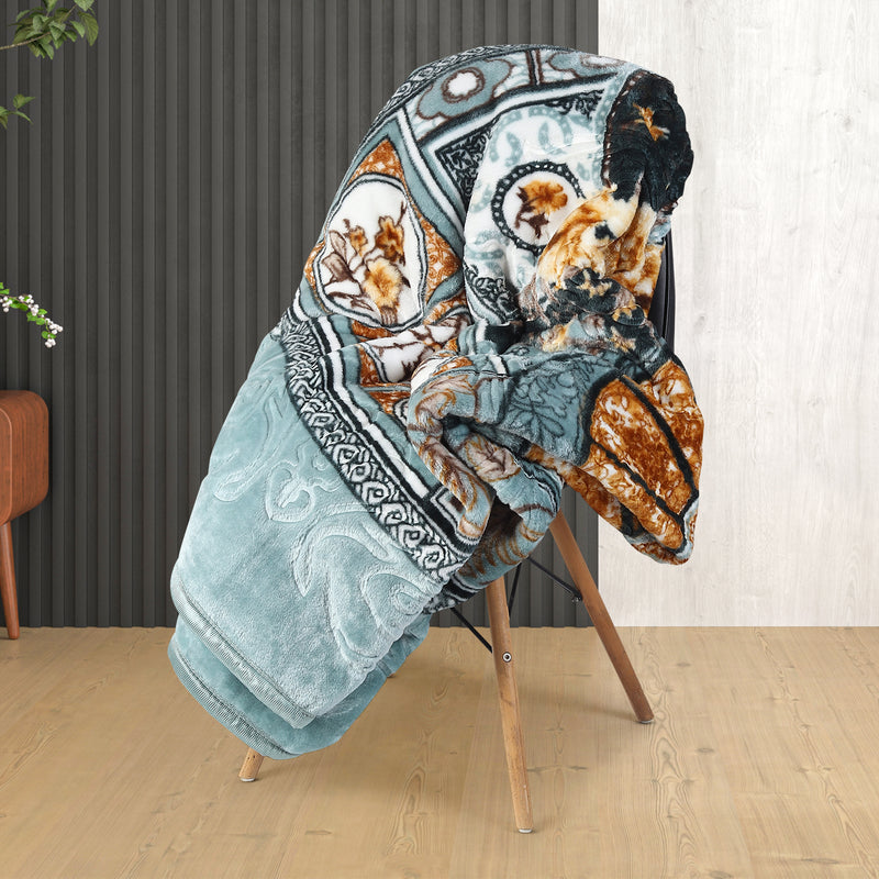 Luxury Modern Printed King Blanket 2.5 kg (Pista Green)