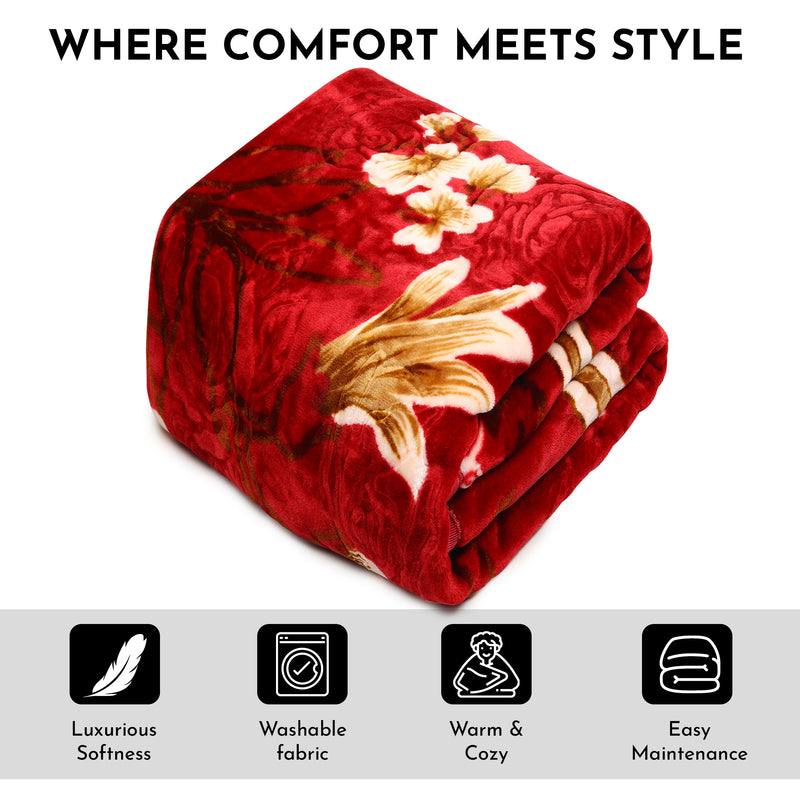 Luxury Modern Printed King Blanket 2.5 kg (Red)