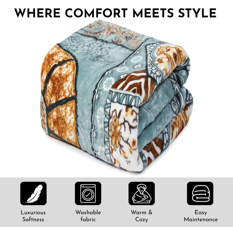 Luxury Modern Printed King Blanket 2.5 kg (Pista Green)