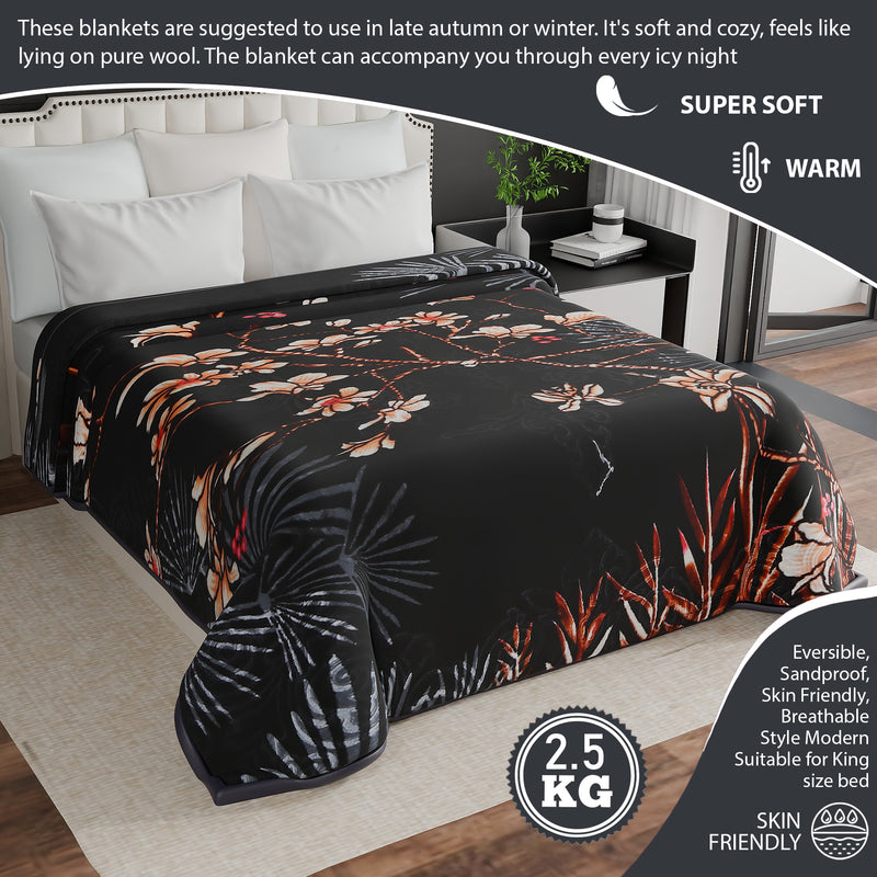 Luxury Modern Printed King Blanket 2.5 kg (Premium Black)