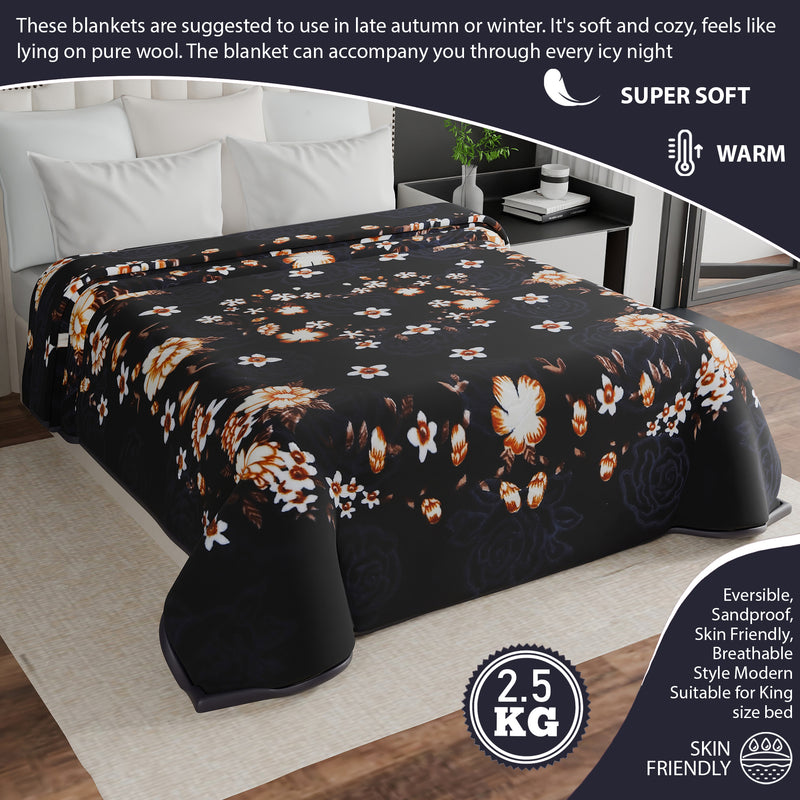 Luxury Modern Printed King Blanket 2.5 kg (Blue)