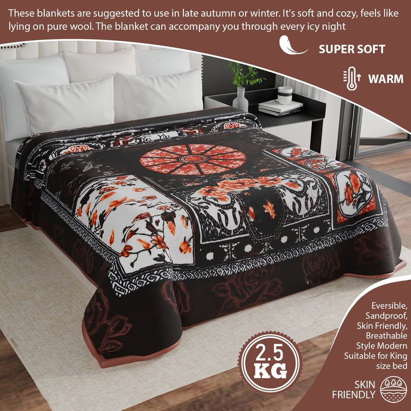 Luxury Modern Printed King Blanket 2.5 kg (Brown)