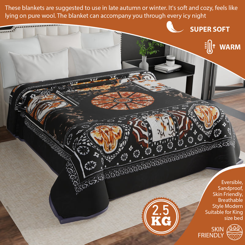 Luxury Modern Printed King Blanket 2.5 kg (Premium Black)