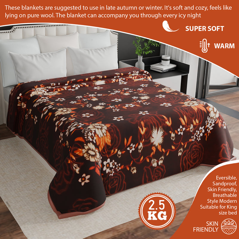 Luxury Modern Printed King Blanket 2.5 kg (Brown)