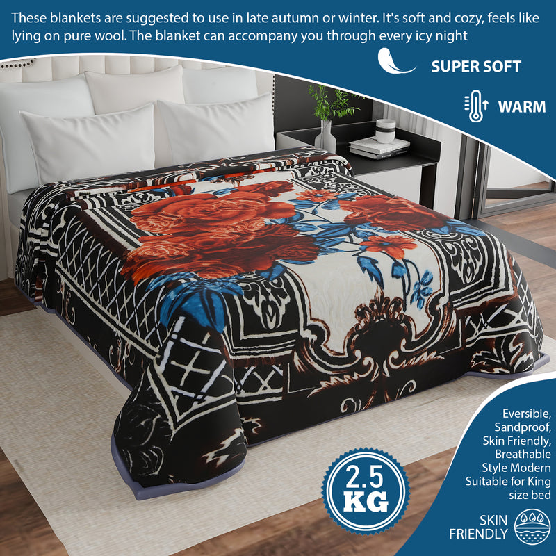 Luxury Modern Printed King Blanket 2.5 kg (Premium Black)
