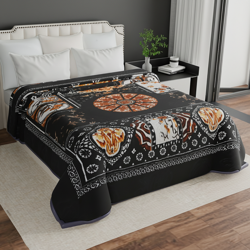 Luxury Modern Printed King Blanket 2.5 kg (Premium Black)