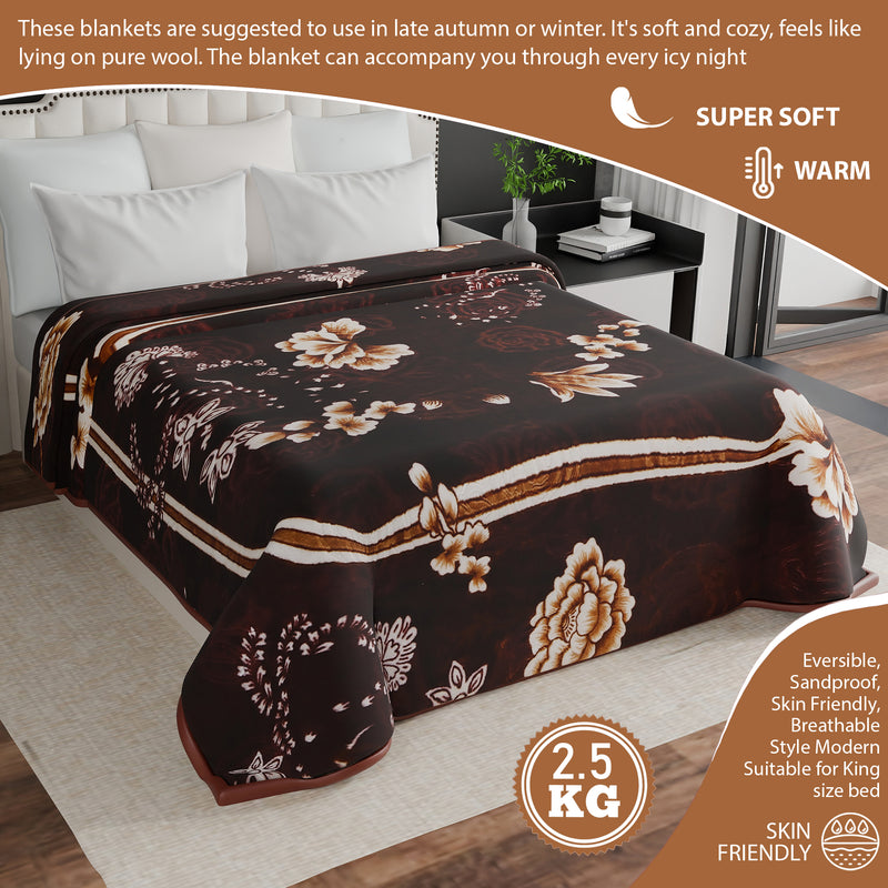 Luxury Modern Printed King Blanket 2.5 kg (Brown)